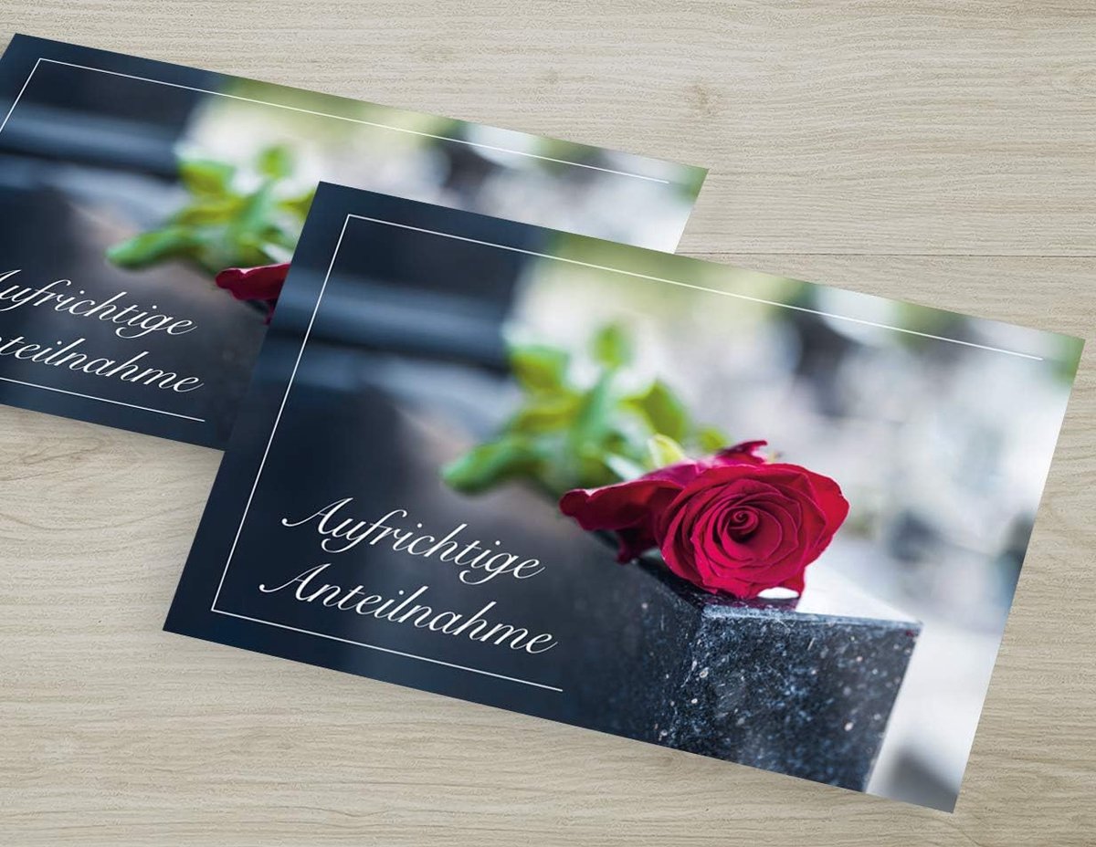 Rouwkaarten set van 6 - premium kwaliteit - met witte enveloppen - oprechte deelneming - ShopVlot