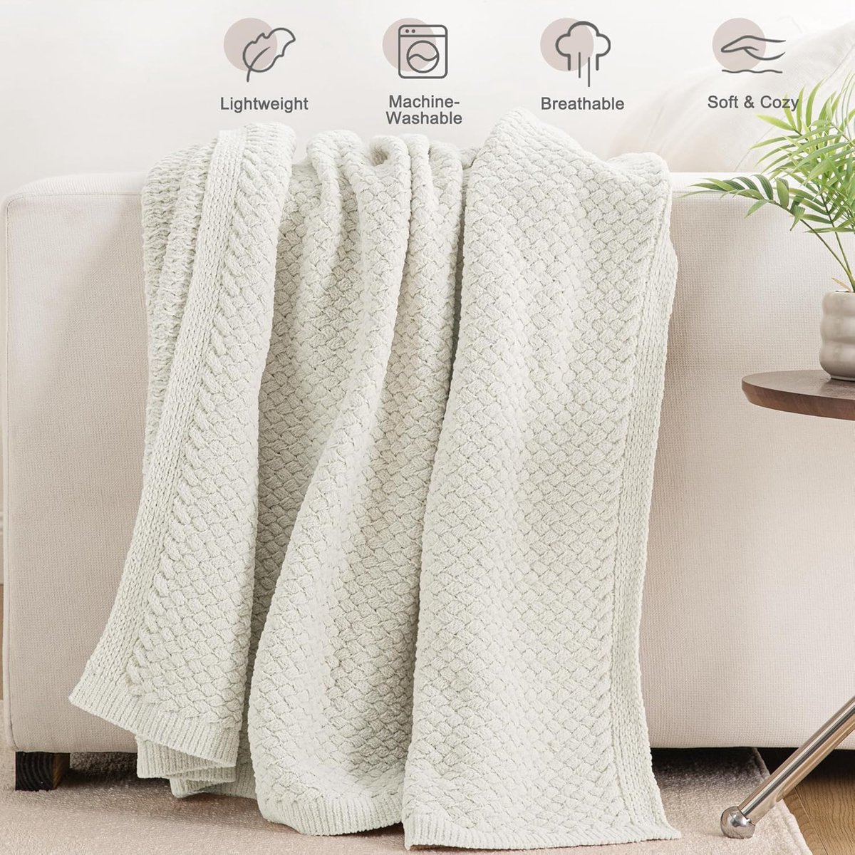 Chenille Dekentje 130 x 150 cm - Fluffy en Warm - Modern en Stijlvol - Ideaal voor de Bank - ShopVlot