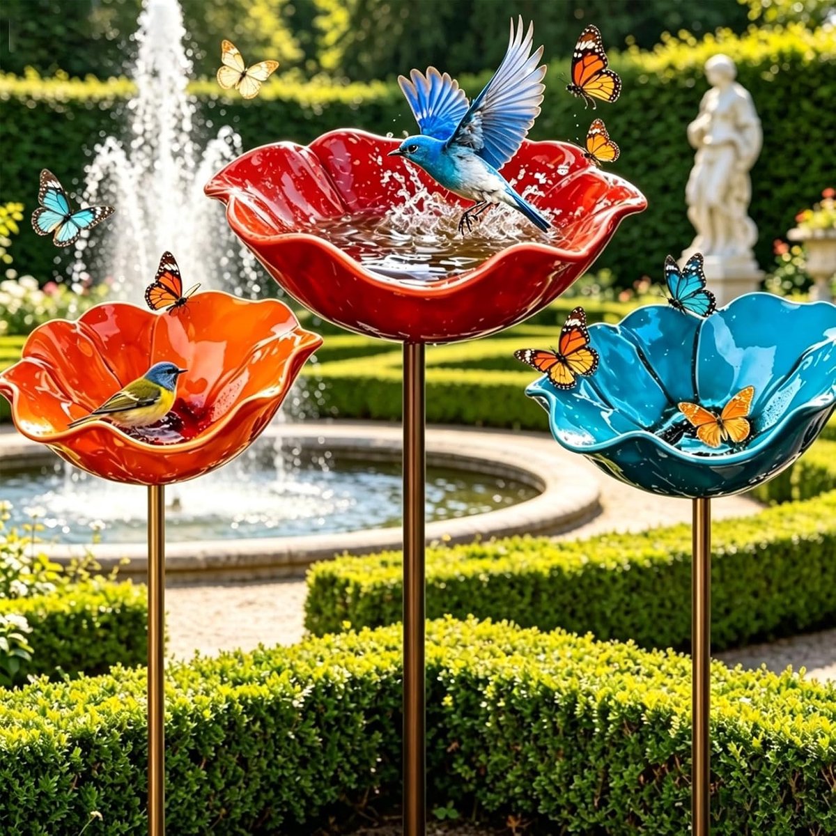Tuinsteker bloemen - Metalen vogeltrek - Verlevendig je tuin - Ideaal voor perken en paden - ShopVlot