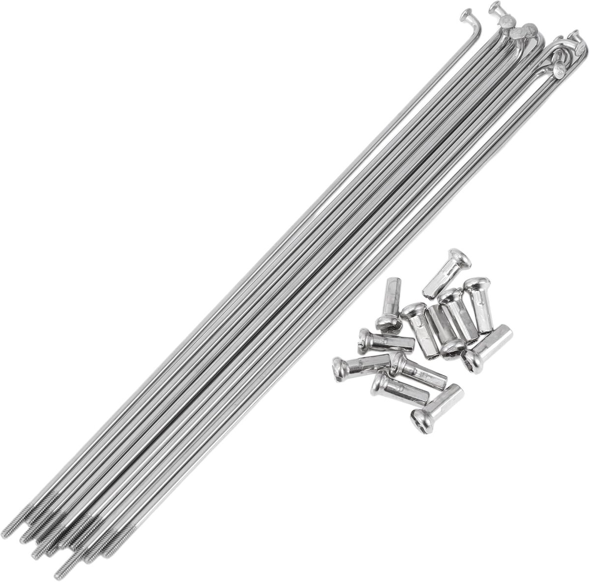 SnelShoppen - 12 set 14G fietsspaken 167 mm zilverkleurige roestvrijstalen spaken voor fietswielen met koper nippels