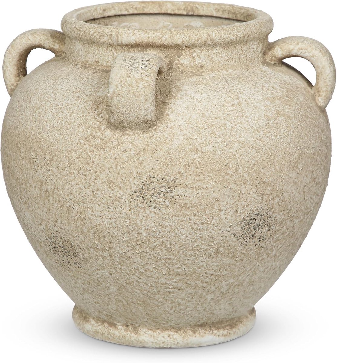 Keramische vaas 20cm - rustiek terracotta - handgemaakt met handvatten - perfect voor pampasgras decoratie - ShopVlot