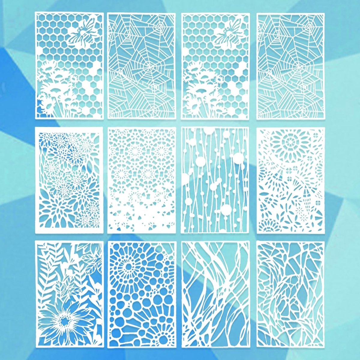 Schildertemplate 12-delig - Herbruikbaar - Spinnenweb ontwerp - Voor creatieve kunstprojecten - ShopVlot