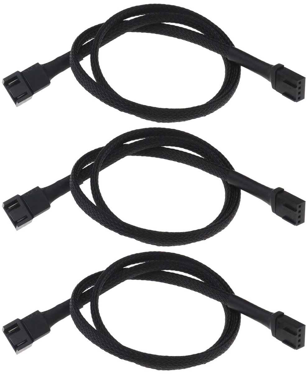 Fan verlengkabels 60cm - 4-polig en 3-polig compatibel - 24AWG nylon gevlochten - Voor optimale koeling - ShopVlot