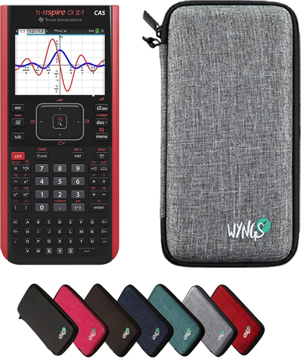 Grafische rekenmachine TI-Nspire CX II-T CAS - Inclusief WYNGS beschermhoes lichtgrijs - Ideaal voor school en kantoor - ShopVlot