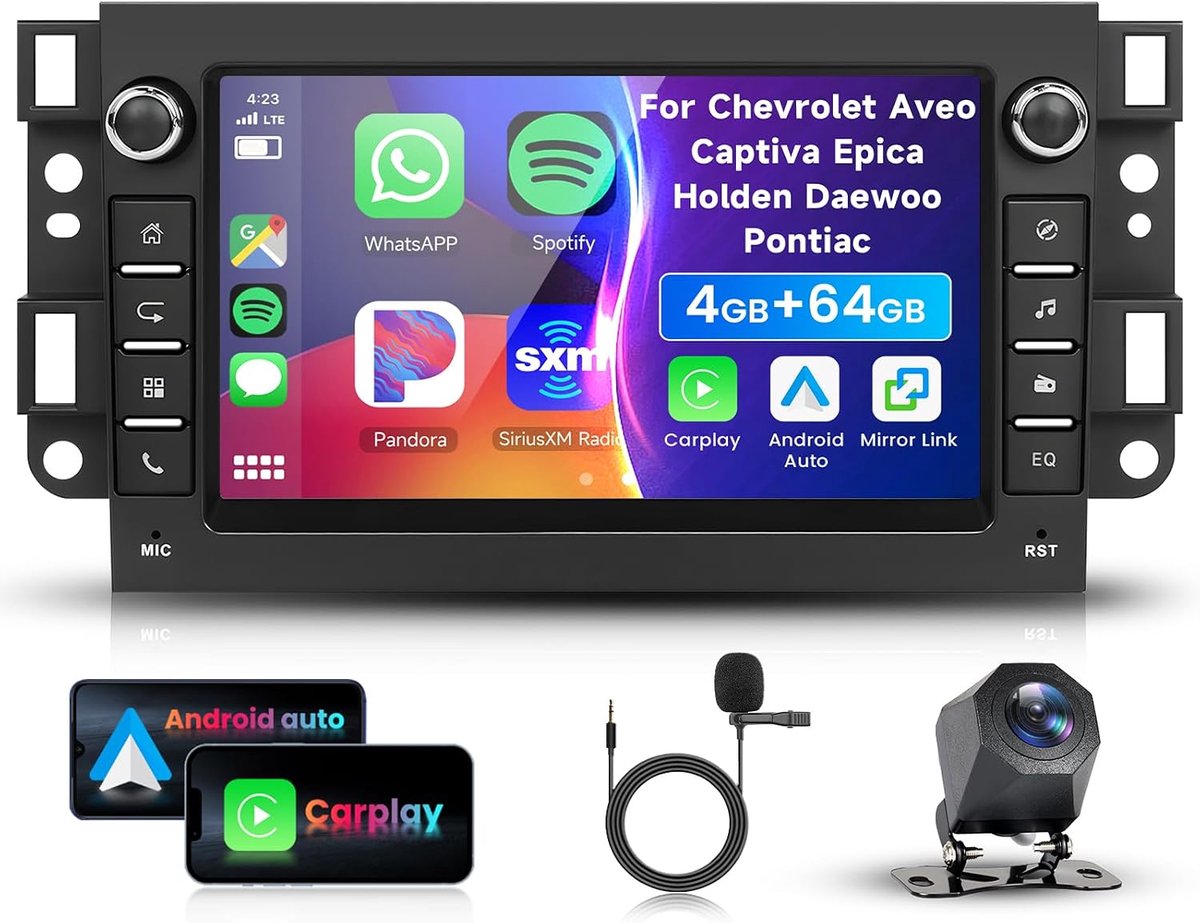 Car Radio 7" - 4G/64G - Bluetooth met CarPlay/Android Auto - Inclusief AHD Achteruitrijcamera - ShopVlot