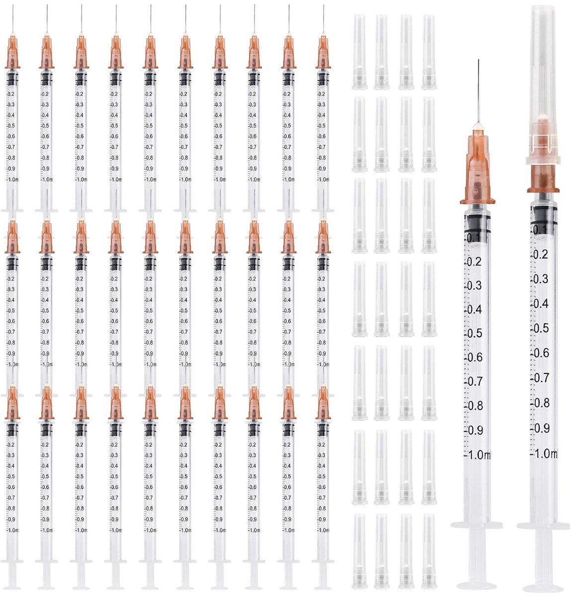1ml spuiten 30 stuks - plastic met deksel - afzonderlijk verpakt - ideaal voor dierenvoeding - ShopVlot