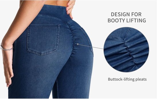Dames jeggings hoge taille - elastische tailleband - buikcontrole - perfect voor yoga - ShopVlot — afbeelding 3