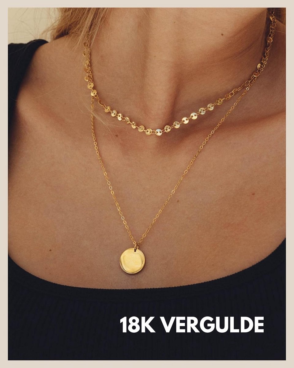 Multi-row ketting voor dames - dubbele rij muntketting - waterdicht stainless steel - perfecte laagjeslook - ShopVlot