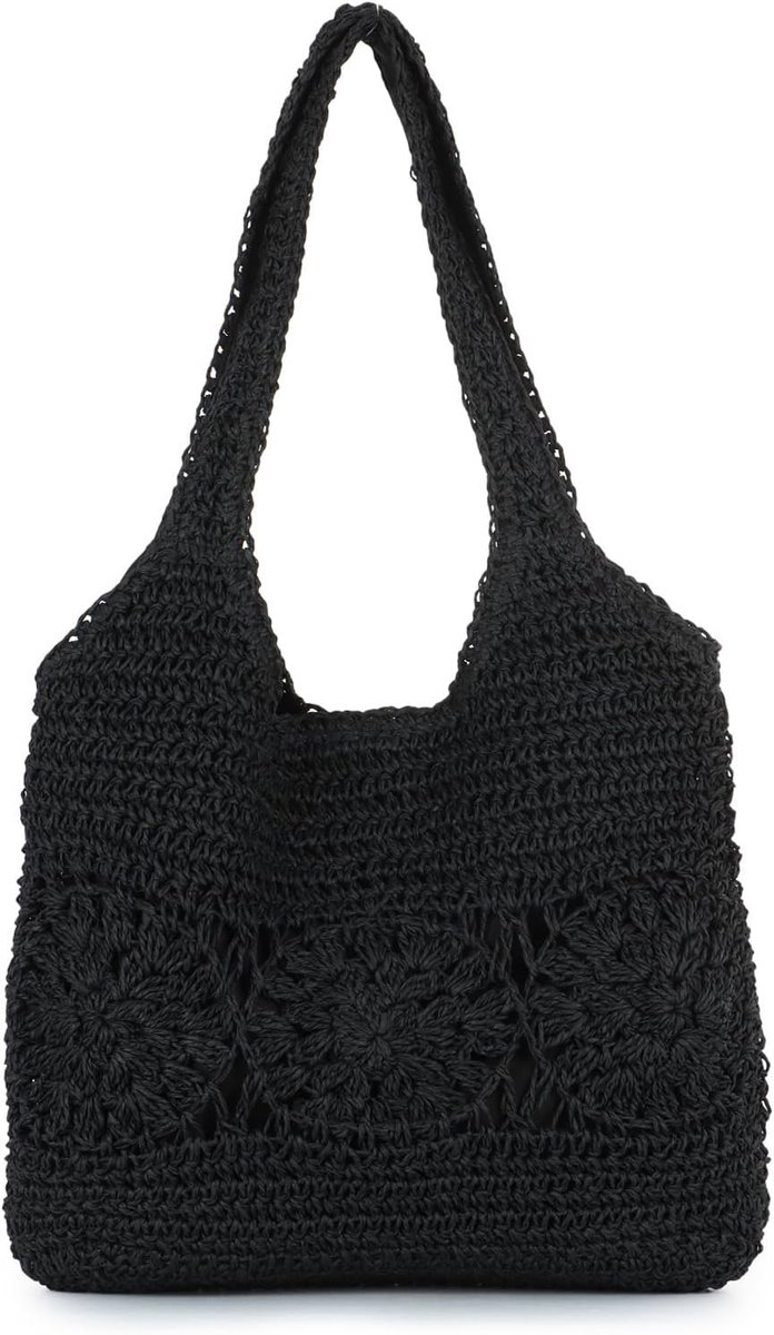 Grote strandtas - gevlochten synthetische raffia - boho stijl - ideaal voor zomer en vakantie - ShopVlot