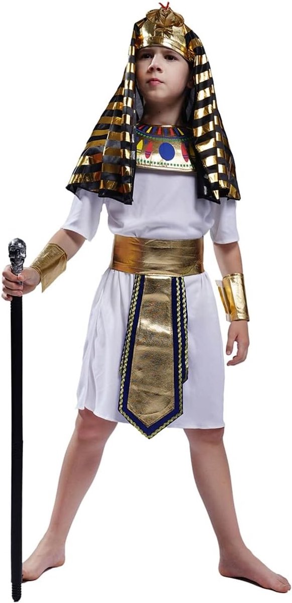 Egyptisch farao kostuum voor kinderen - witte outfit - maat 104-128 - perfect voor feestjes - ShopVlot