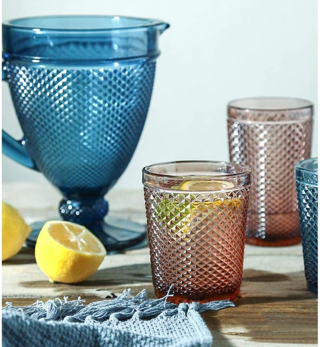 Glazen theeset 3-delig - 350ml en 1300ml - veilig en loodvrij - ideaal voor koude dranken - ShopVlot