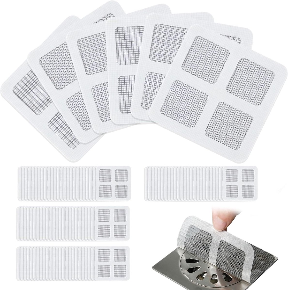 Afvalfilter stickers voor doucheafvoeren - 100 stuks - zelfklevend - voorkomt verstopping - ShopVlot