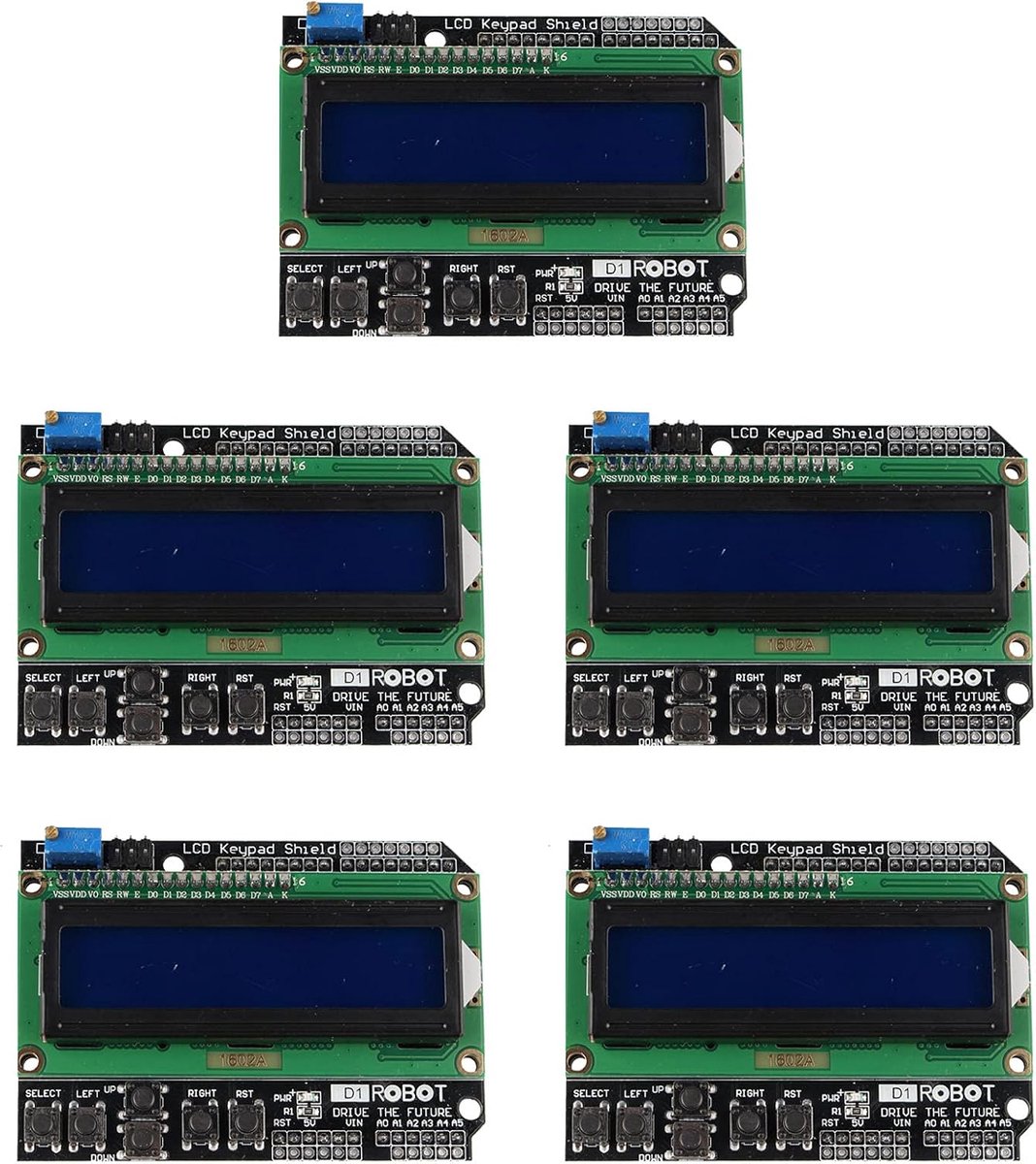 LCD1602 display keypad shield - 2x16 karakters - met 6 knoppen - voor Arduino projecten - ShopVlot