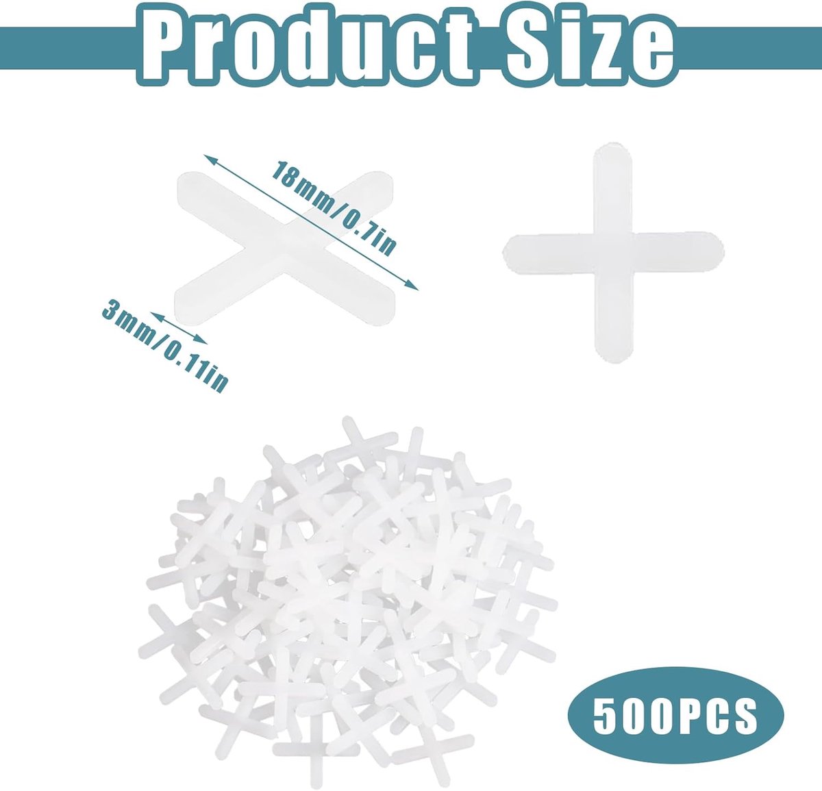 Tegelruimtes 3 mm - 500 stuks - Milieuvriendelijke kunststof - Voor nauwkeurige tegelplaatsing - ShopVlot