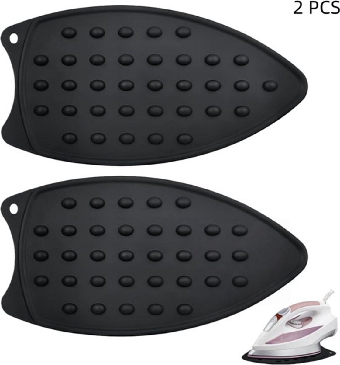 2 stuks - siliconen strijkijzer steunen - hittebestendige strijkijzer steun - voor strijkplank, stijltangen en krultangen - zwart - 27×14cm