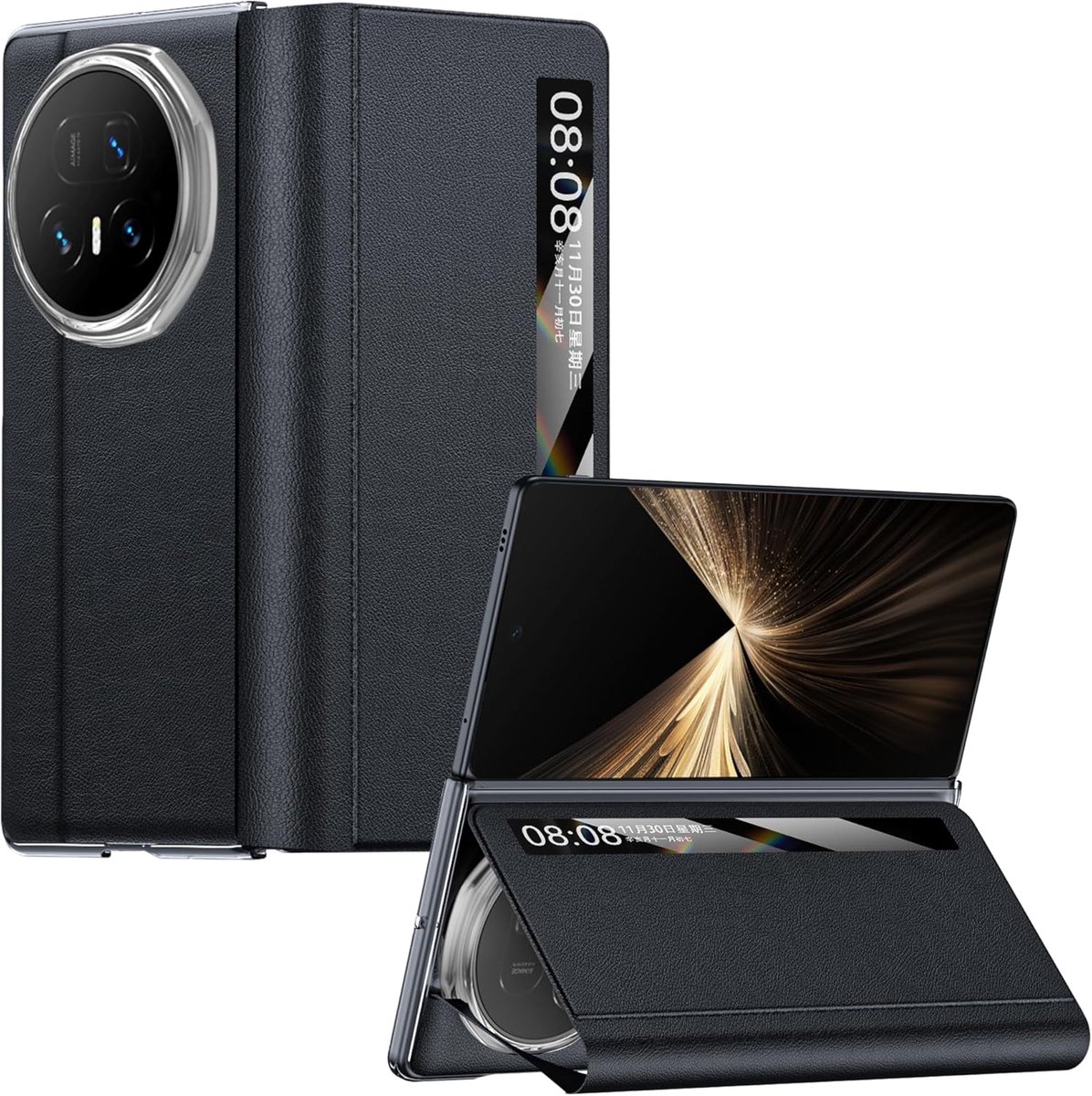 Mobiel hoesje voor HONOR Magic V5 - PU leer met standaard - kijkvenster - optimale bescherming - ShopVlot
