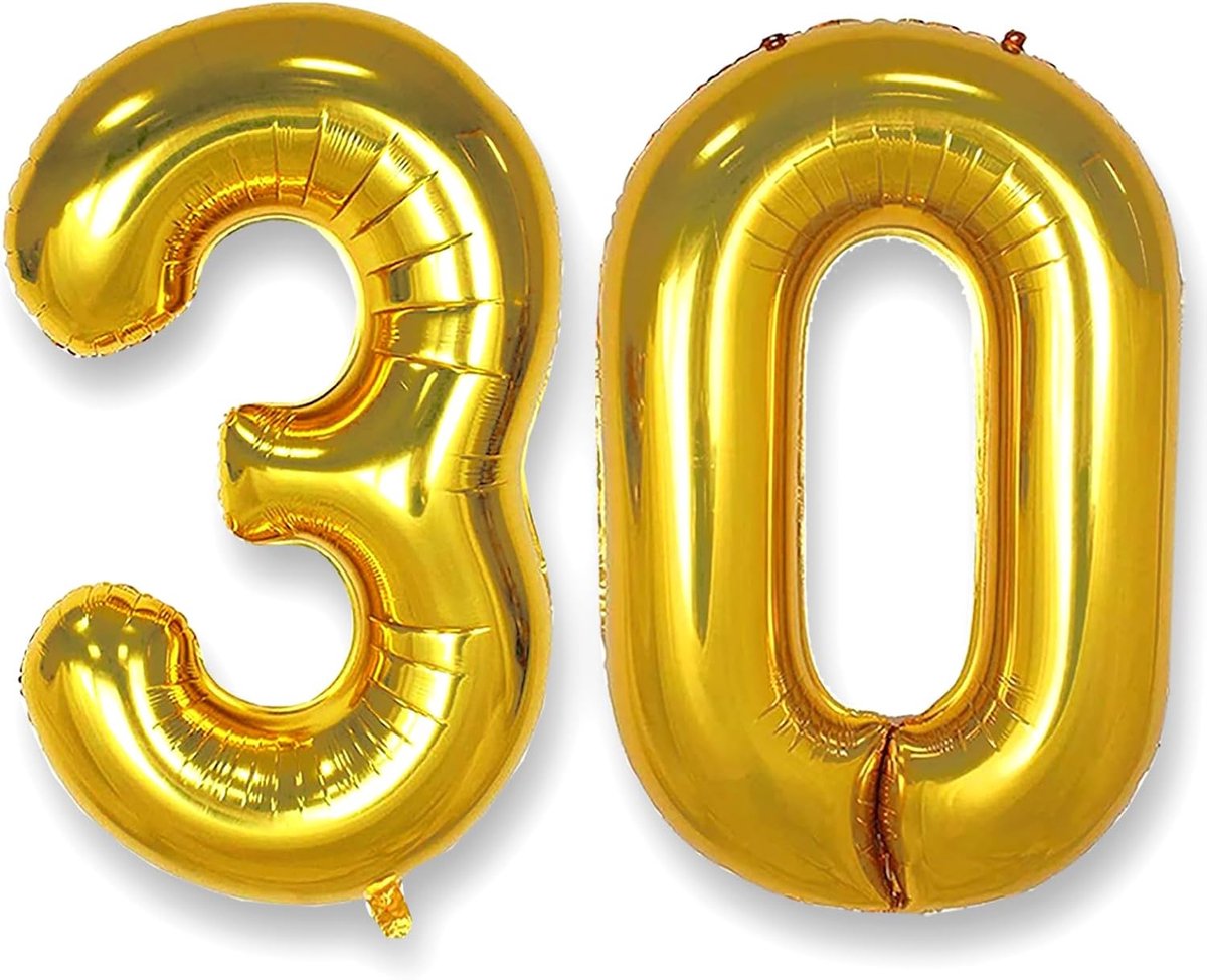 Mylar cijferballonnen 40 inch - Gouden folie - Zelfsluitend - Perfect voor 30ste verjaardag - ShopVlot