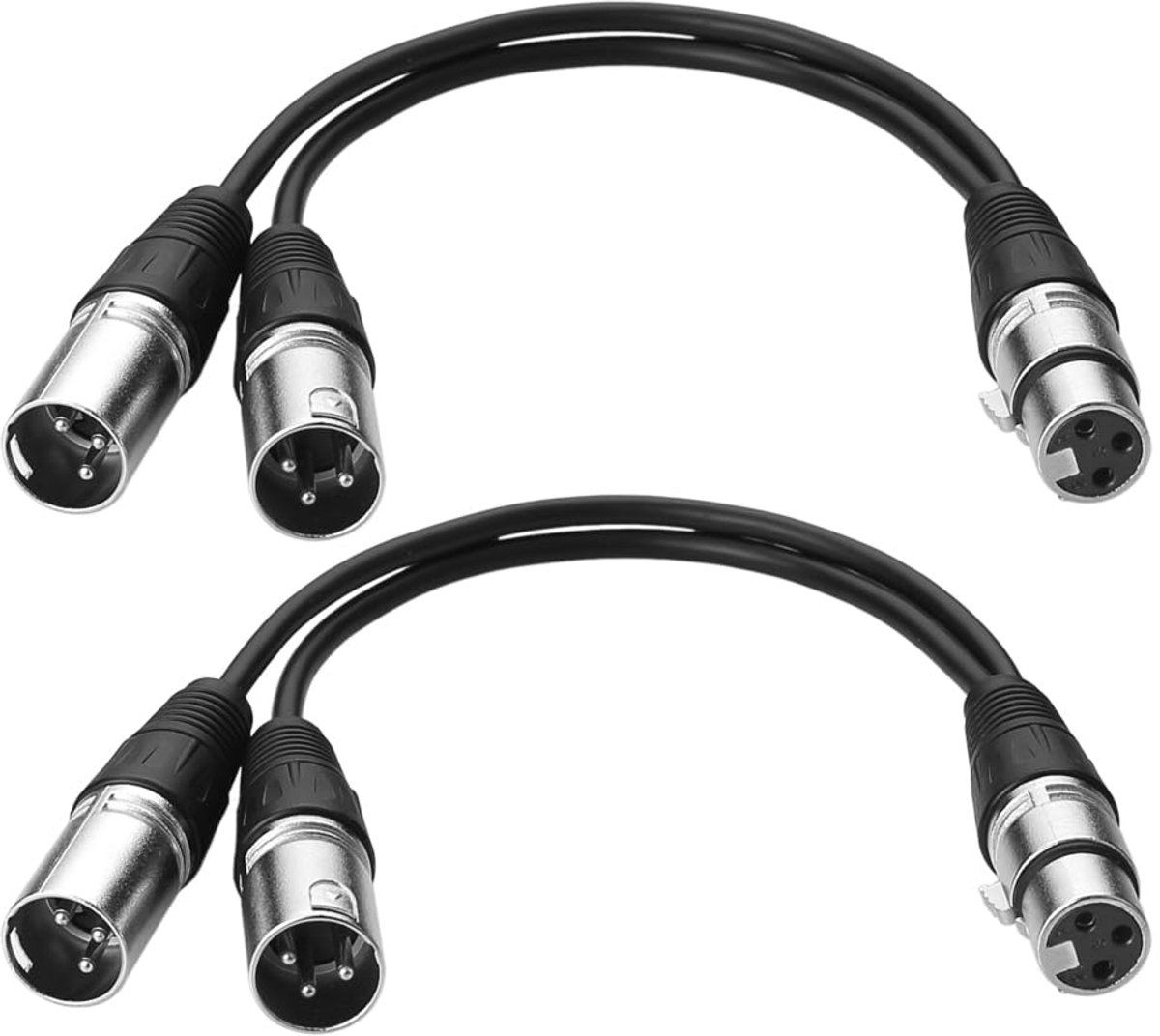Microphone Cable 3 Pin XLR to Dual 2 XLR (Silver Bushing to Plug) (Silver Bushing to Plug) - ShopVlot
