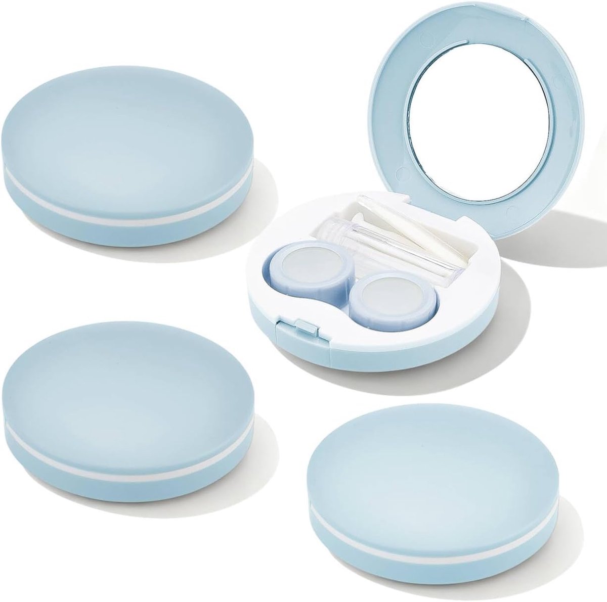 4 Pcs Fliptop Contact Lens Holder Applicator Remover Tool Kit, Eye Socket with Mirror and Solution Bottle, Cosmetic - ShopVlot