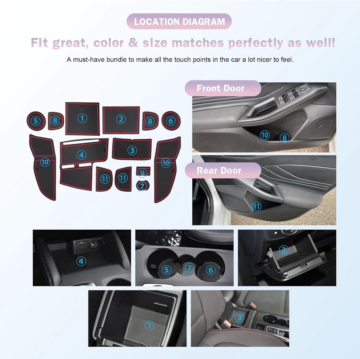 LUWU Car Anti-slip Rubber Mats For Ford Focus ST-Line 2022 2023 2024 Facelift Center Console Non Slip Mats Anti-Dust - ShopVlot