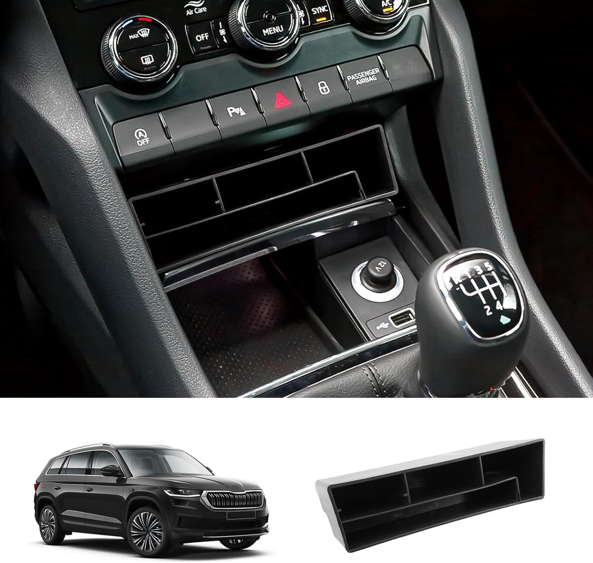 LUWU Compatible with Skoda Karoq Kodiaq 2017-2023 Center Console, Armrests, Storage Box, Glove Compartment, Organizer - ShopVlot