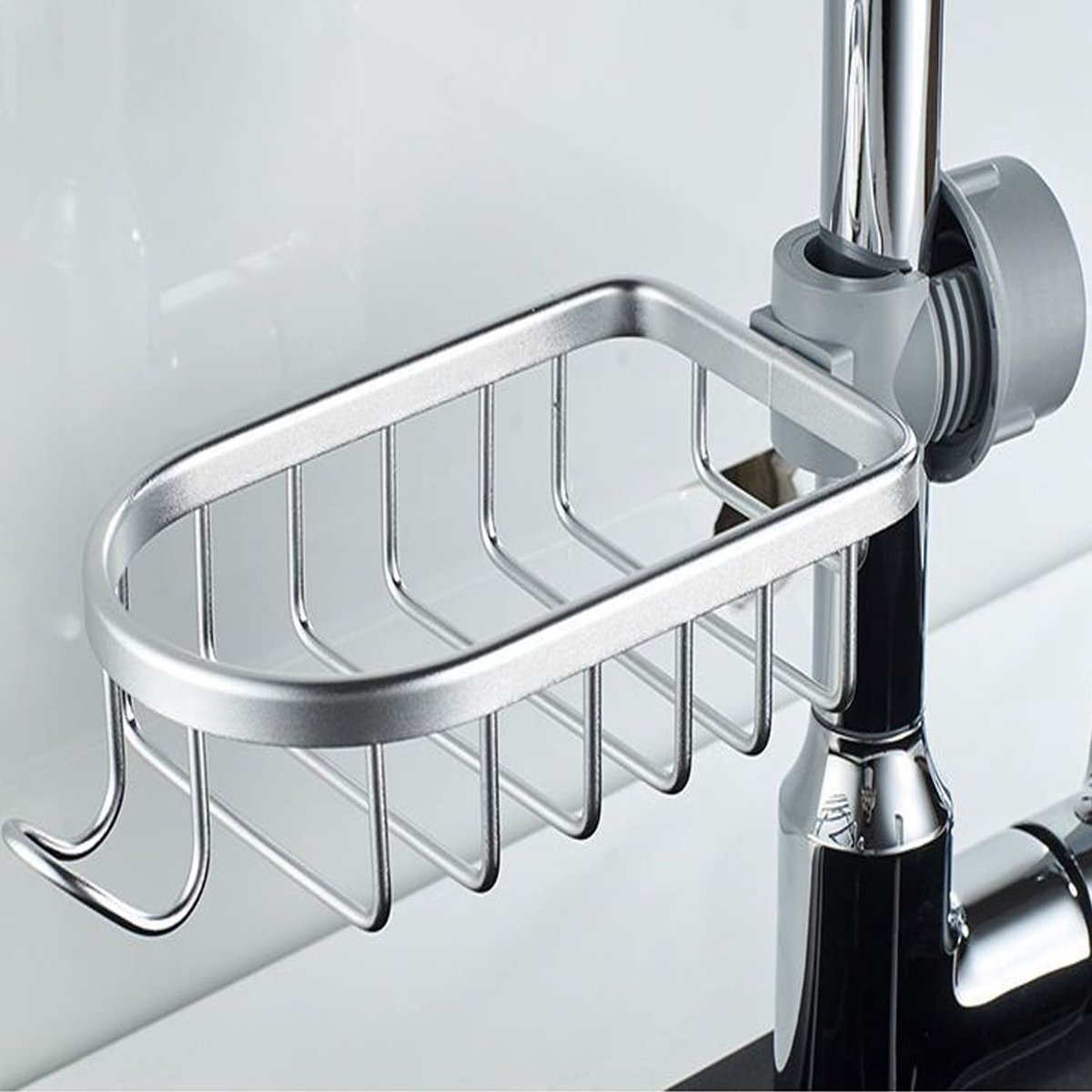 Solidchoice - Afneembare Keukenkraan Sponshouder, Zilver