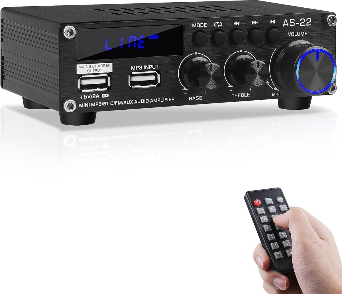 Bluetooth HiFi Amplifier AS-22 2.0 Channels Mini Stereo Audio Amplifier 40W x 2 Class D Digital Power Amplifier - ShopVlot