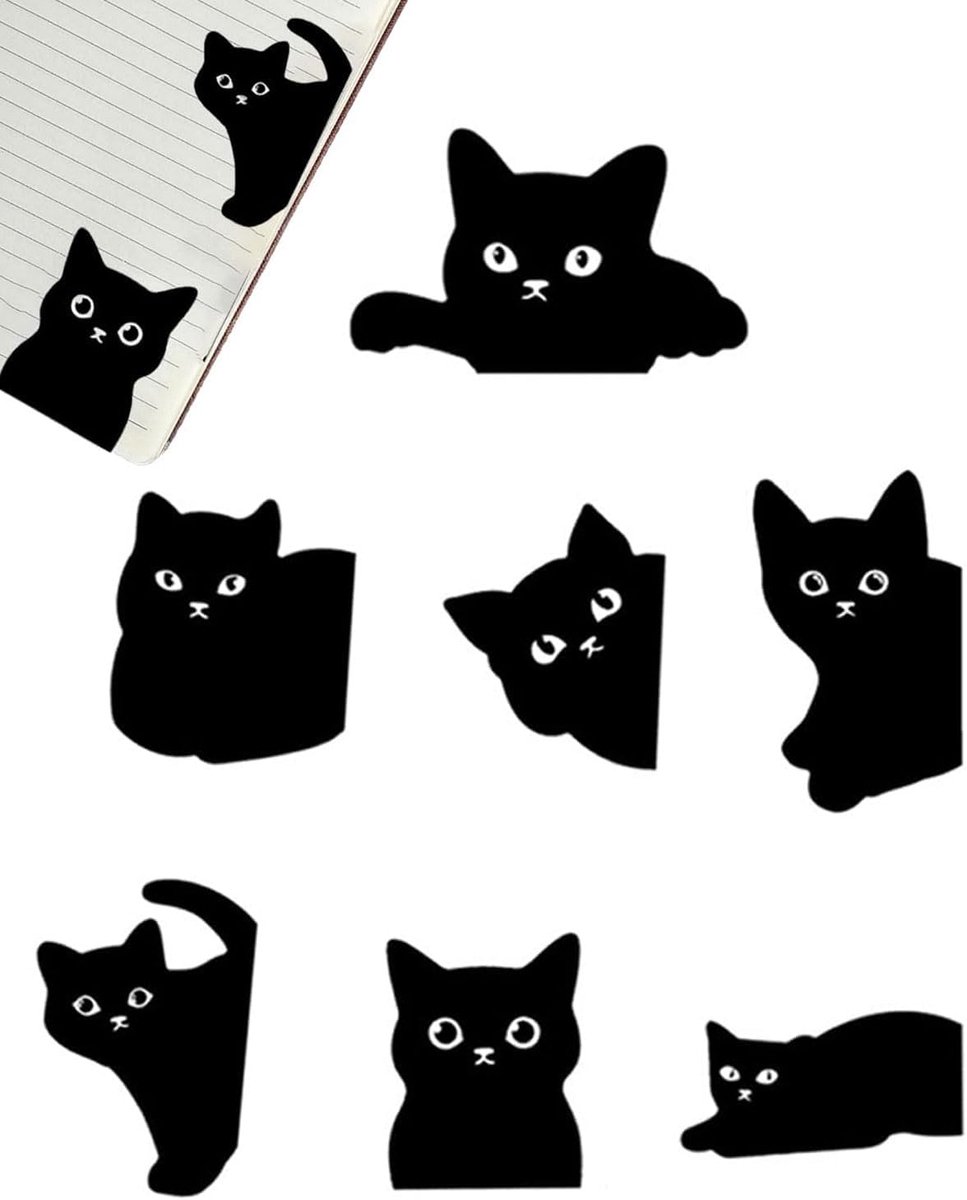DAFNE 7 stuks Magnetische lezmerken,Zwarte kat lezmerken voor vrouwen en kattenliefhebber,Geschenken Magnetische - ShopVlot