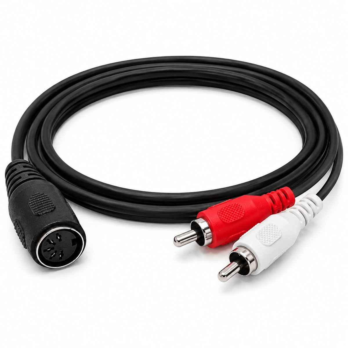 1,5 m RCA-audiokabel, cinch-kabel, verlengstekker, 5-polig, 5-polige DIN-moer, 2 RCA-adapterkabel voor subwoofer - ShopVlot