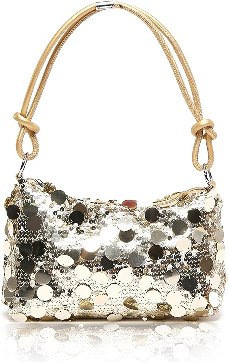 Gouden Glitter Schoudertas voor Dames,Avondtas,Gloryit Clutch Gouden Glitter Pailletten Tas, Goudkleurige Handtas met - ShopVlot