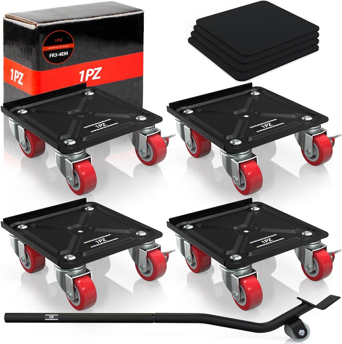 1PZ FR3-4EM 4 Pack Robust Furniture Wheels 350 kg Load Capacity 360° Rotatable Movable Wheels Furniture Jack and Pads - ShopVlot