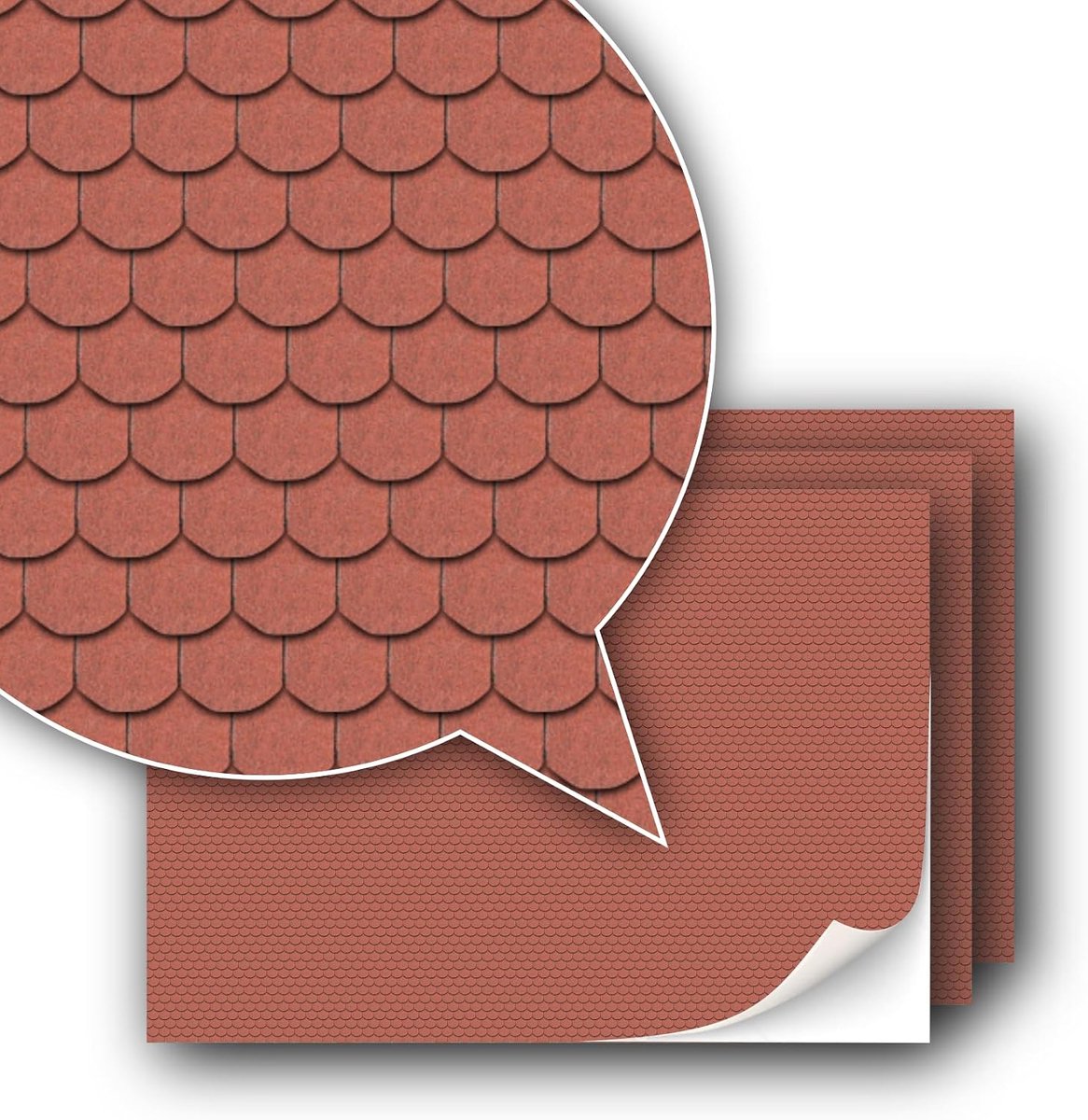 3 sheets self-adhesive decorative film roofing bricks for model making in scale 1:87 track H0 (UK: 3.5 mm scale) - ShopVlot