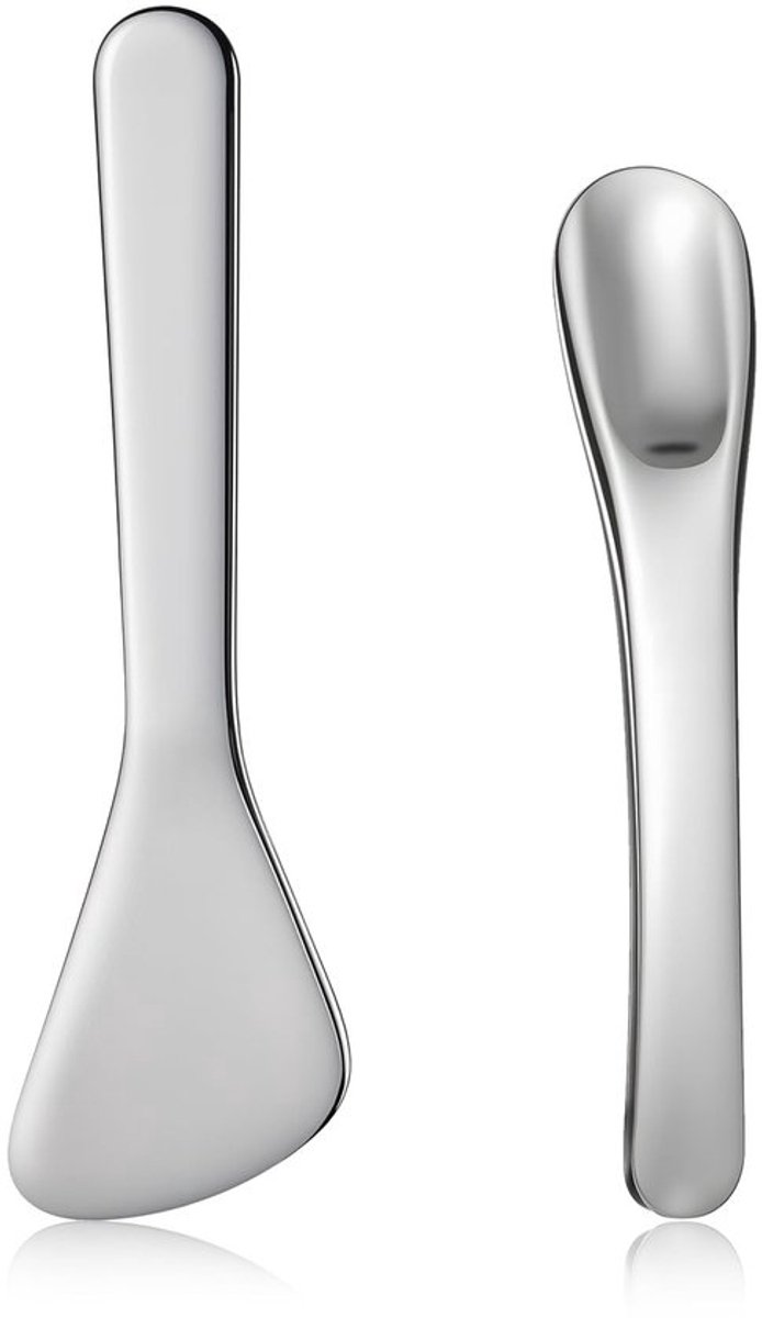 Cosmeticaspatel 2 Stuks - Roestvrij Staal - Herbruikbare Make-up Spatels - Kleine Cosmeticaspatels - Hygiënisch Gebruik - Geïntegreerd Ontwerp - Make-upspatel