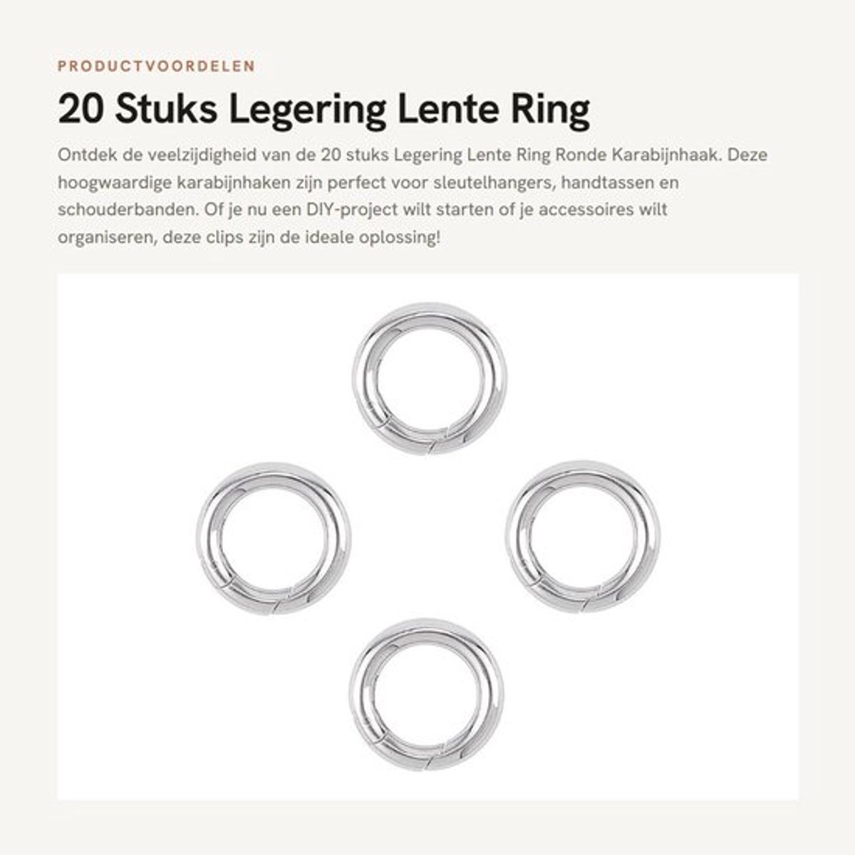 Karabijnhaak Ronde 20 stuks - Sleutelhanger - Zinklegering - Snap Clip - Trigger - 17mm - Geschikt voor handtas en rugzak - Snaphaak