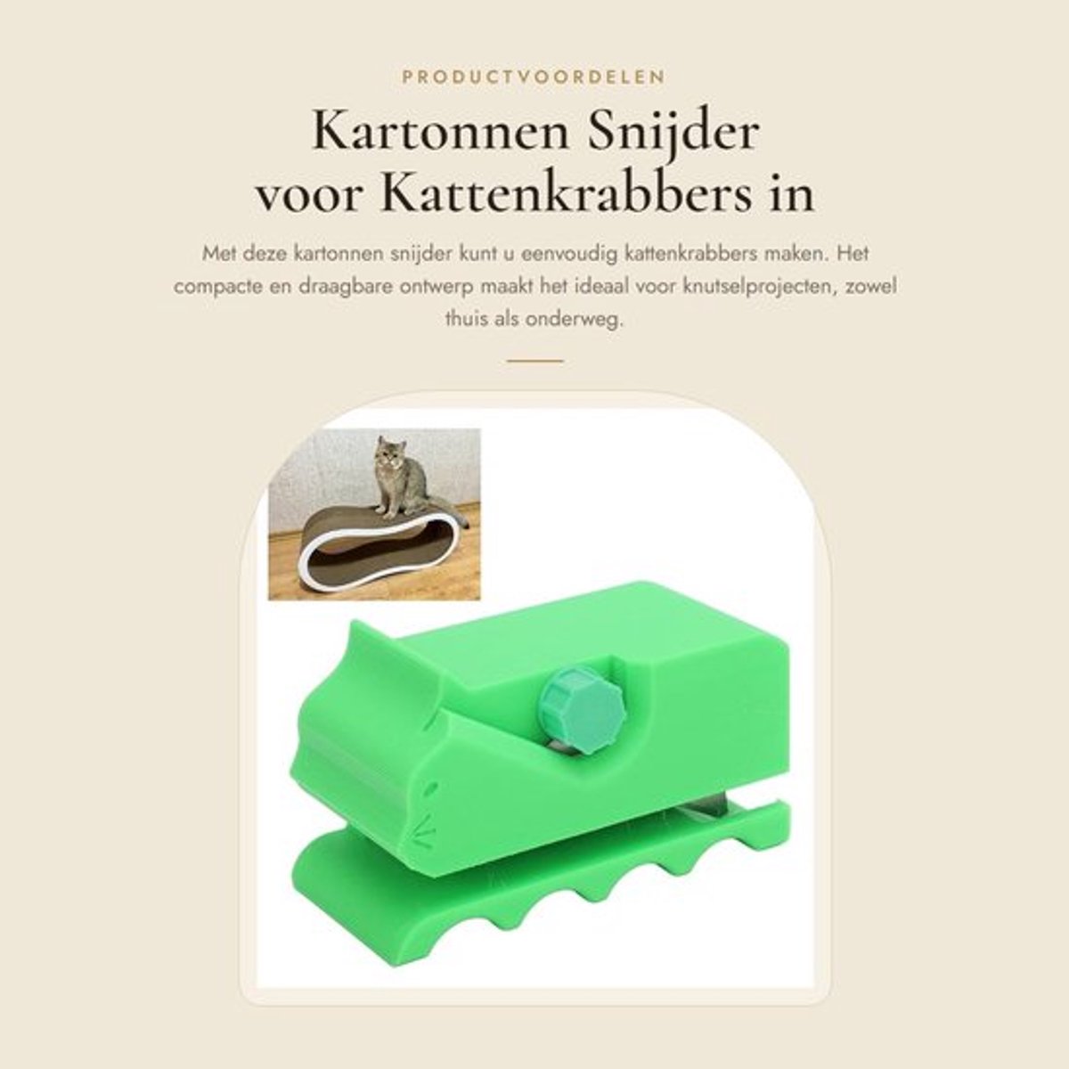 Kartonnen Snijder voor Kattenkrabbers in Groen