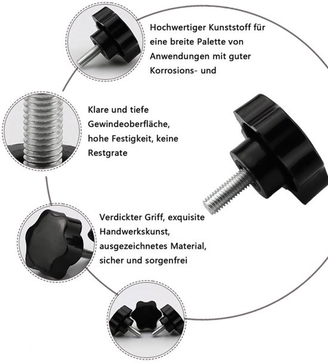 Sterschroef 12 Stuks - Kartelschroef - Stergreep - Handvat - Klemknop - Robuust Kunststof - Handgreep