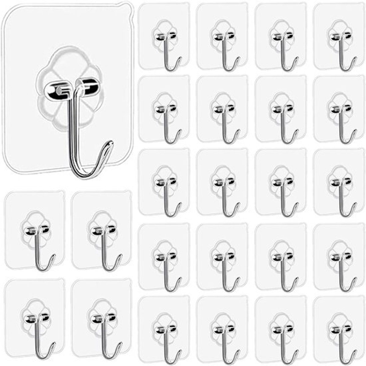 Zelfklevende Haken - 25 Stuks - Transparant - Extra Sterk - Voor Keuken/Badkamer - Max. 10 kg Draagvermogen - Hoogwaardig PVC - Haakjes