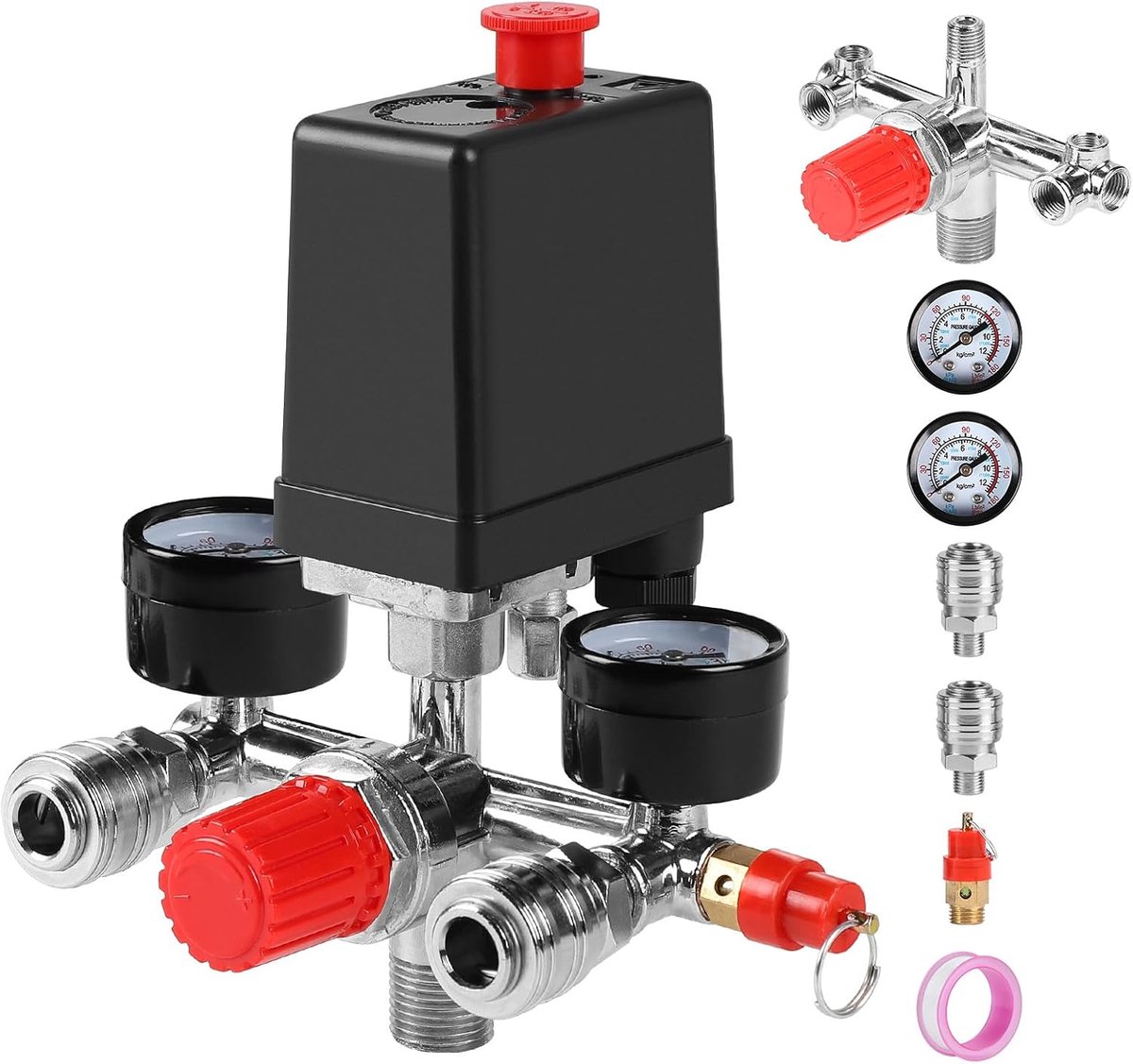 Drukschakelaar 240V - Compressor Drukregelaar met Manometer - Veiligheidsklep - Energiezuinig gebruik - ShopVlot