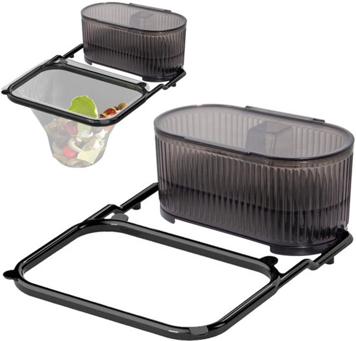 Afvoerfilter voor keukenspoelbak, afneembare gootsteen, universeel voor het opvangen van voedsel- en groenteresten, ideaal voor gebruik in keuken en badkamer (zwart)