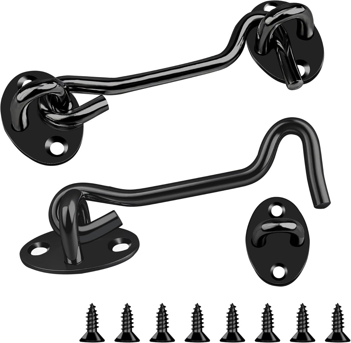 Haak-en-oogsluiting 10cm - zwart roestvrij staal - duurzame constructie - ideaal voor tuindeuren - ShopVlot
