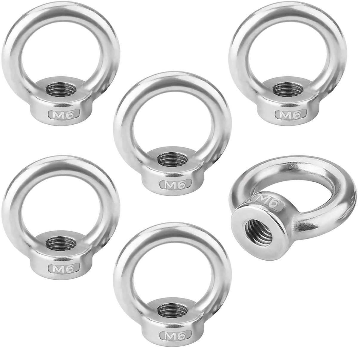 Ringmoeren 6 stuks M6 - 304 roestvrij staal - hoge corrosiebestendigheid - ideaal voor ophangsystemen - ShopVlot