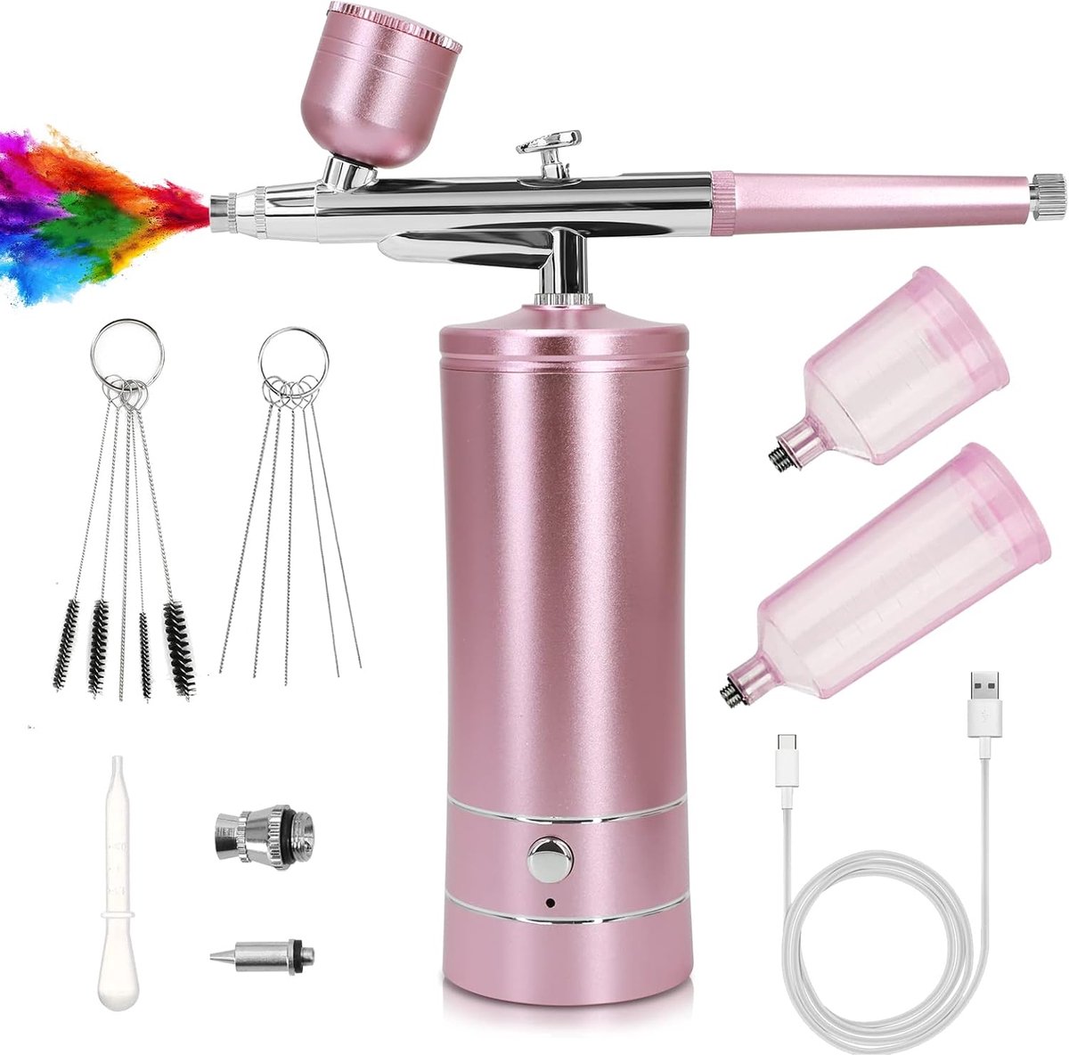 Airbrush Set met Compressor - Draadloos en Oplaadbaar - 0.3mm Mondstuk - Perfect voor Nail Art en Make-up - ShopVlot