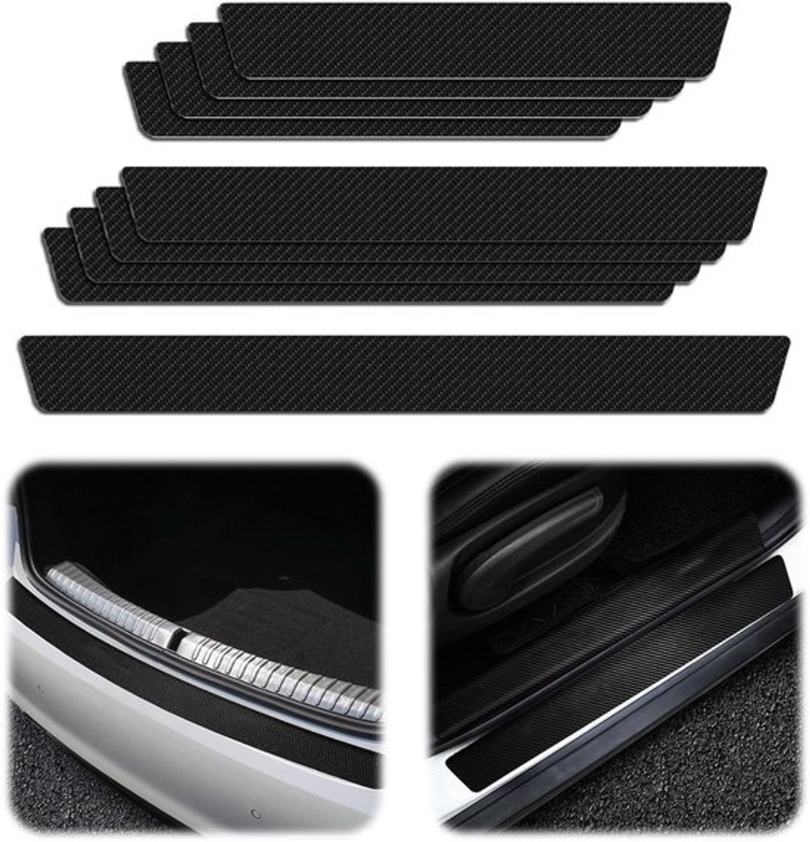 Instapbeschermers 9 Stuks - Carbonvezel - Anti-kras - Slijtagebestendig - UV-bestendig - Autodeurdorpelbeschermer - Deurdorpels