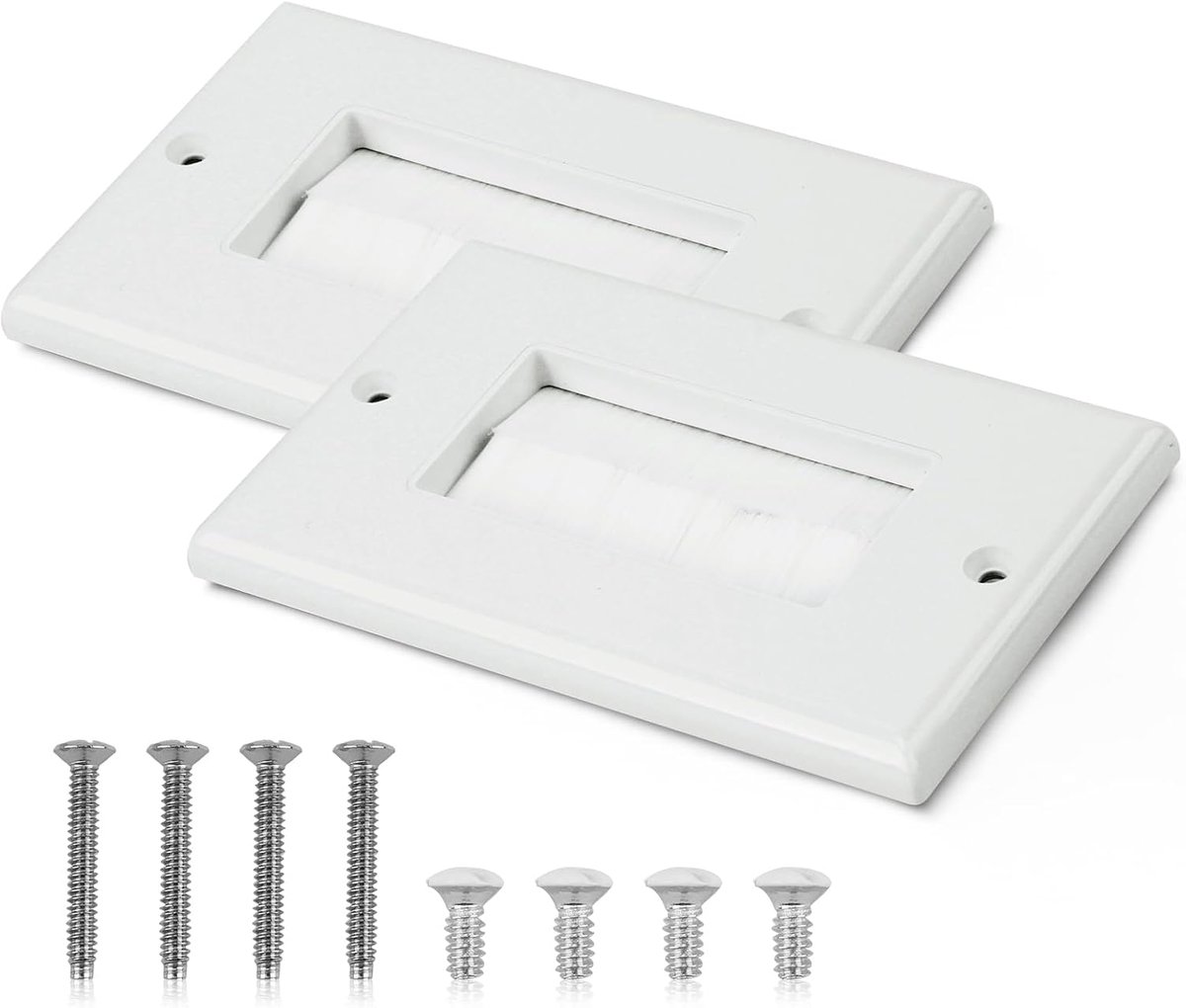 Grommet Kabeldoorvoer Plaat Set van 2 - Wit - Met Borstelstrip - Perfecte kabelorganisatie voor TV en internet - ShopVlot