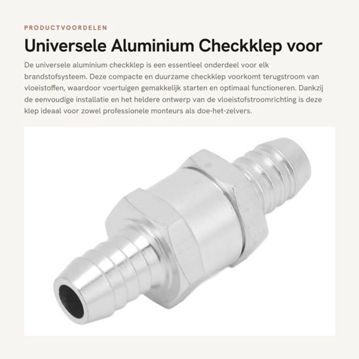 Niet-Terugslagklep Aluminium - Terugslagklep 12mm - Voetklep - Terugslagventiel - Eenvoudige Installatie - Duurzame Constructie