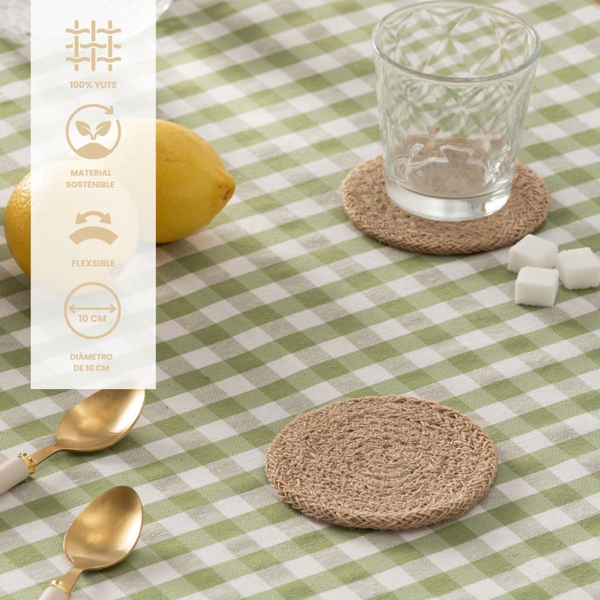 Ronde placemats 10 x 10 cm - Jute - Set van 4 - Bescherming en elegantie voor uw tafel - ShopVlot