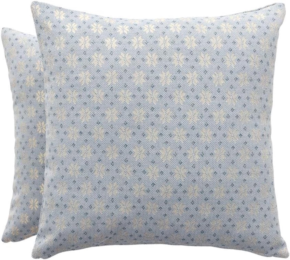Kussenhoezen 45 x 45 cm - Jacquard Lurex - Shiny blauw/goud - Creëer een feestelijke sfeer - ShopVlot