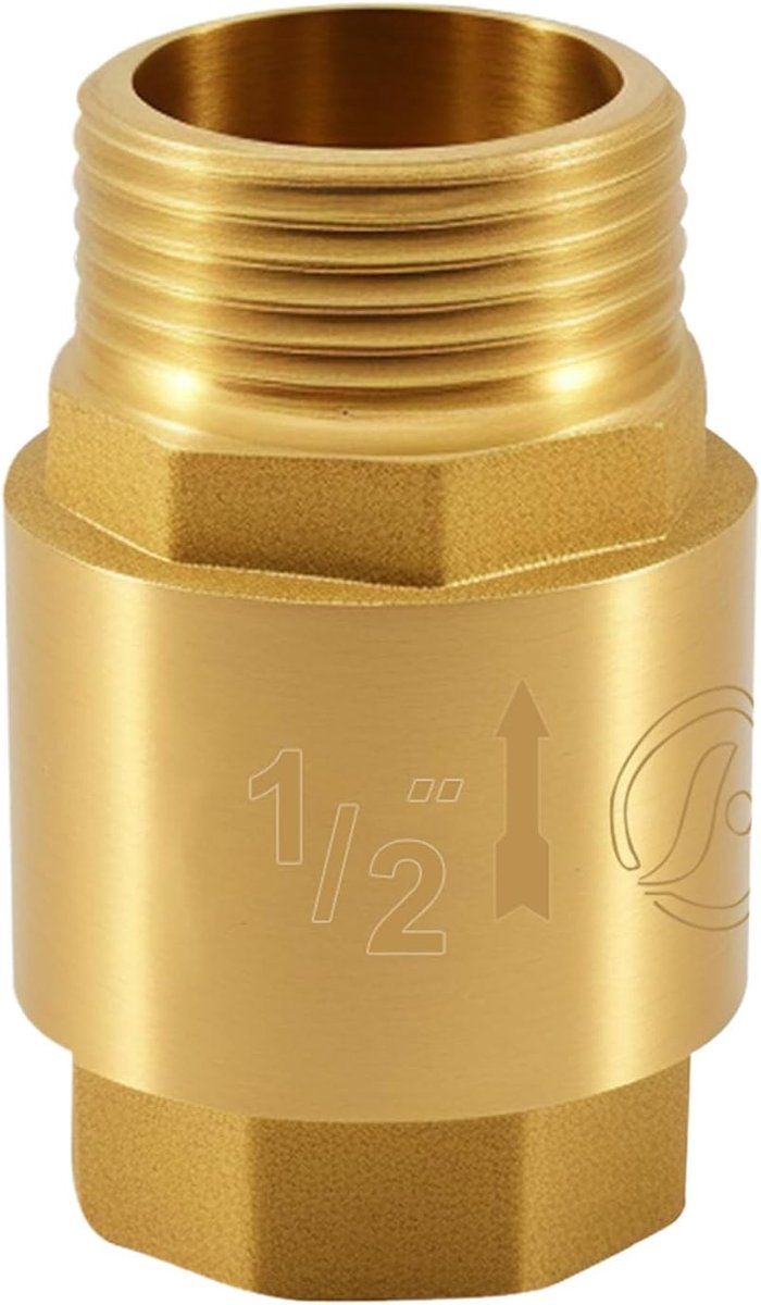 Terugslagklep 1/2 inch - Messing - Roestvrij en waterdicht - Voor waterleiding en boiler - ShopVlot