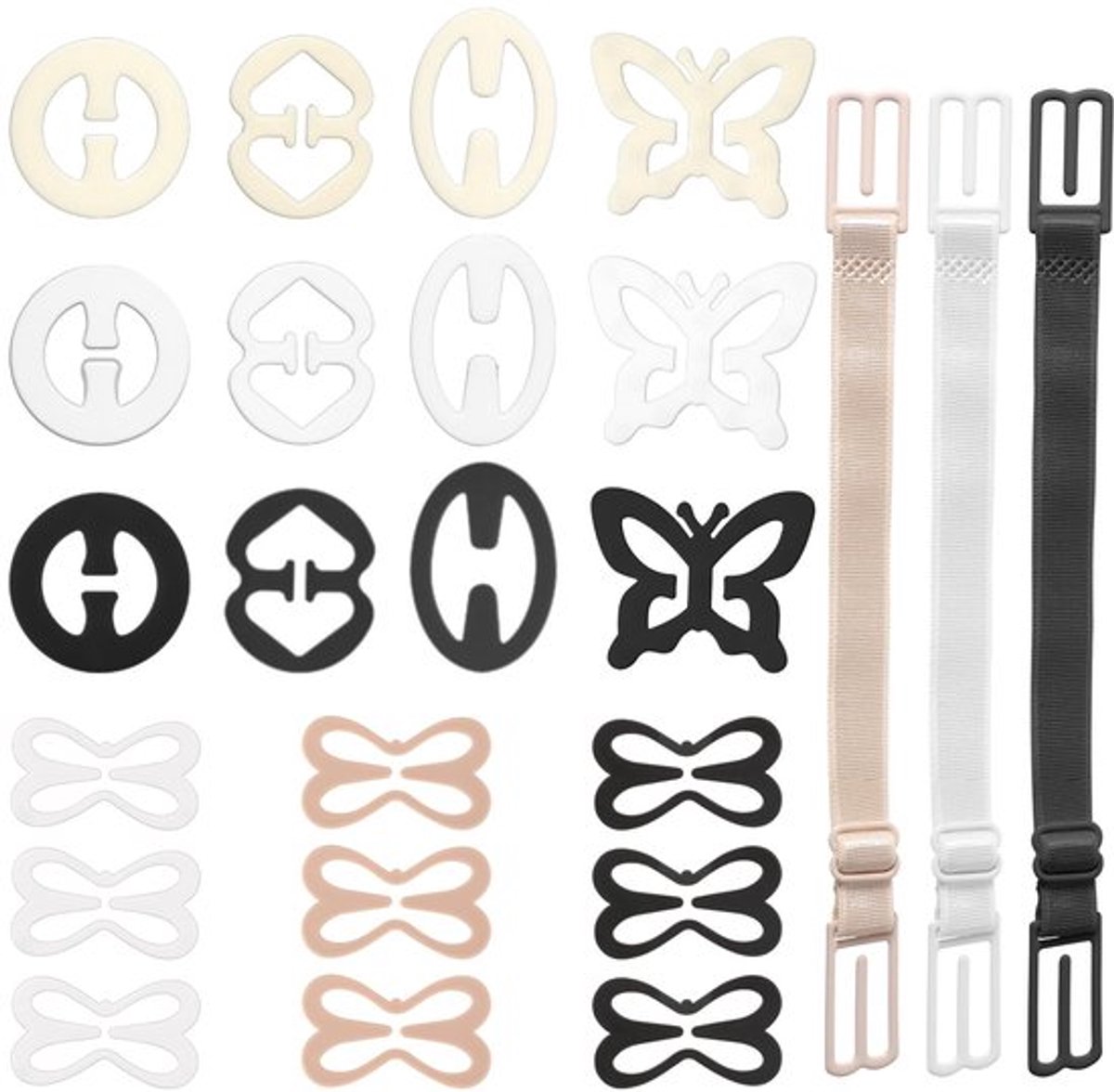 Beha-bandjes 24-delige set - Antislip - Verstelbare clips - Elastische bandjes - Geschikt voor sport - Comfortabel in gebruik - Bh-clips
