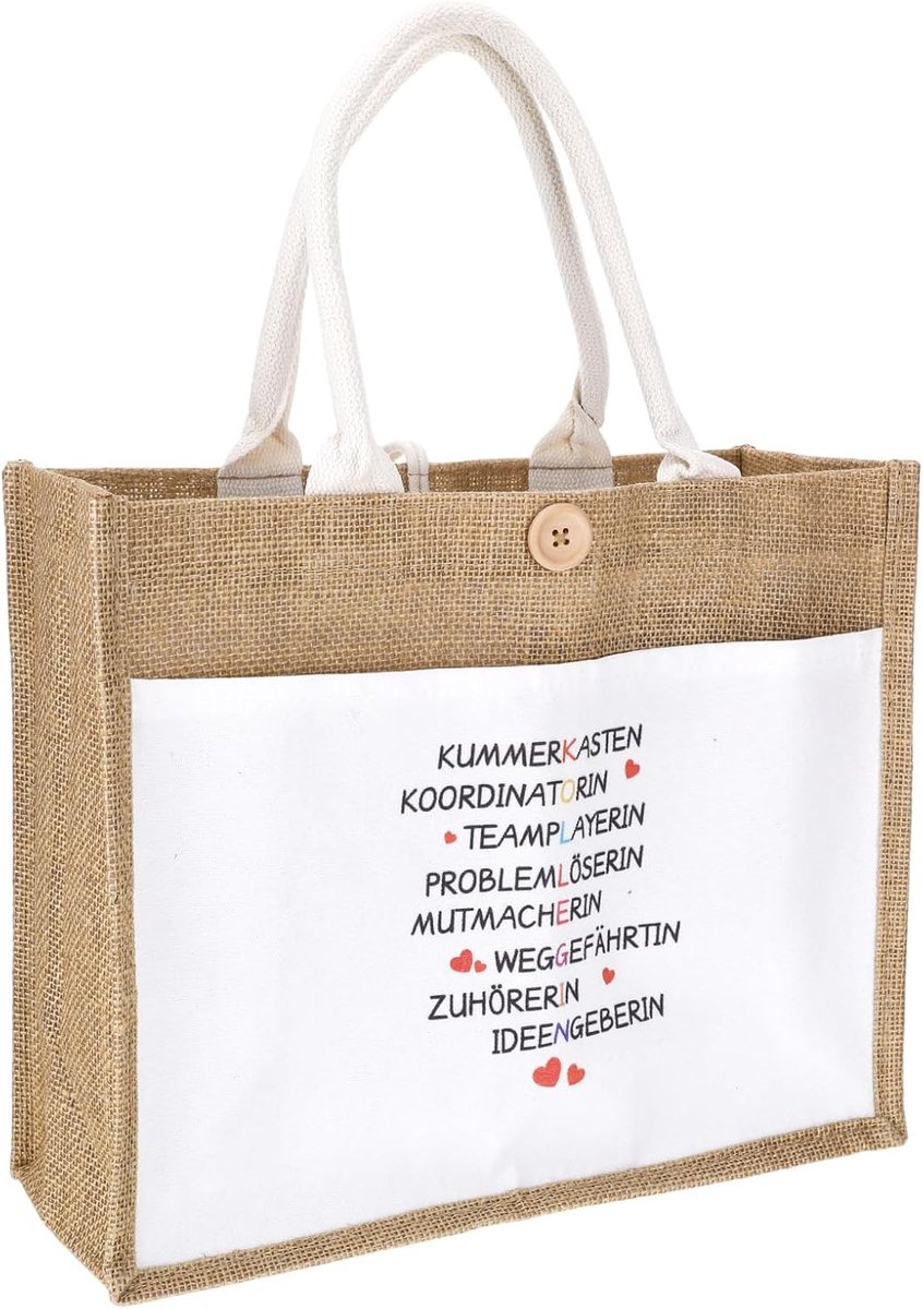 Afscheidscadeau voor collega Jobwisseling, jute tas Kollegin met spreuk, beste cadeau, praktische boodschappentas - ShopVlot
